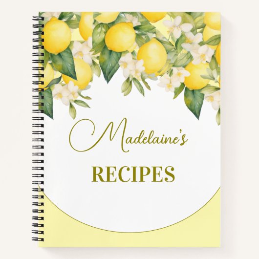 Recipes Lemon Floral Citrus Modern Personal Notizblock (Vorderseite)