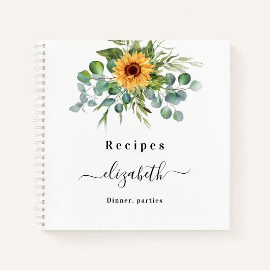 Recipes sunflower Eukalyptus Greenscript Name Notizblock (Vorderseite)