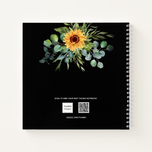 Recipes sunflower Eukalyptus Greenscript schwarz Notizblock (Rückseite)