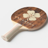 Reclaimed Wood Four Leaf Clover with Name Tischtennis Schläger (Vorderseite)