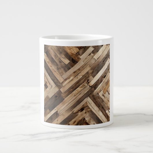 Reclaimed Wood Herringbone Texture Print Jumbo-Tasse (Vorderseite)