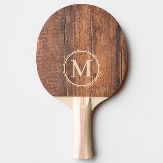 Reclaimed Wood Monogram Tischtennis Schläger (Rückseite)