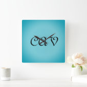 Recoleta Cornflower Blue Quadratische Wanduhr (Zuhause)