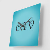 Recoleta Cornflower Blue Quadratische Wanduhr (Winkel)