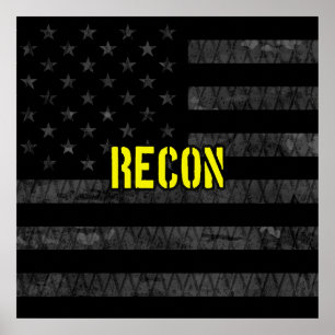 Recon Subdudued American Flag Poster