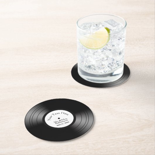 Record Album Names Date Wedding / Anniversary Runder Pappuntersetzer (Vor Ort)