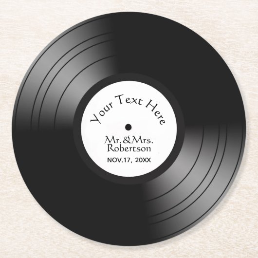 Record Album Names Date Wedding / Anniversary Runder Pappuntersetzer (Vorderseite)