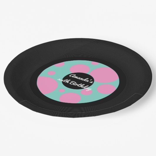 Record Hop Party Pappteller (Schrägansicht)