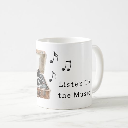 Record Player Music Notes Kaffeetasse (VorderseiteRechts)