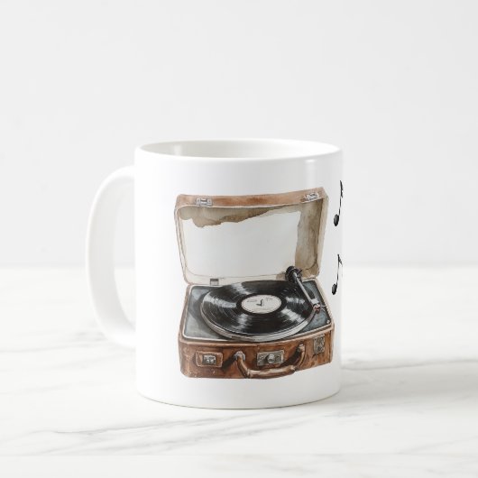 Record Player Music Notes Kaffeetasse (Vorderseite Links)