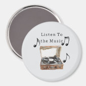 Record Player Music Notes Magnet (Vorderseite/Rückseite)