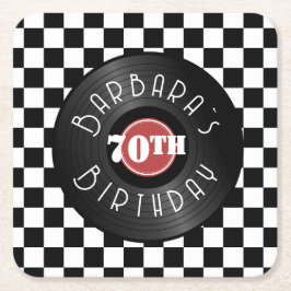 Record Player Rock N Roll Themed Birthday Party Rechteckiger Pappuntersetzer