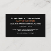 Record Select, Music Store Business Card Visitenkarte (Rückseite)