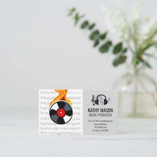 Record Vinyl Flame Visitenkarte (Stehend Vorderseite)