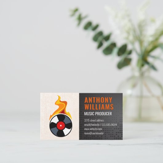 Record Vinyl Flame Visitenkarte (Stehend Vorderseite)