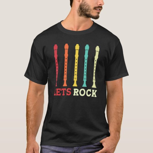 recorder player lets rock funny retro T-Shirt (Vorderseite)
