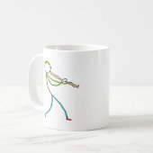 Recorder Playing Stickman Kaffeetasse (Vorderseite Links)