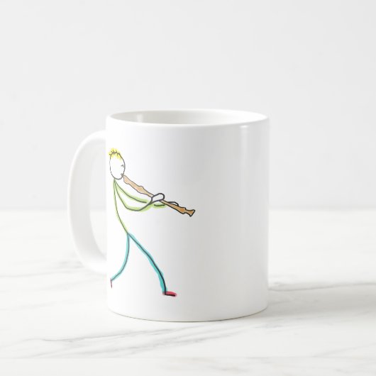 Recorder Playing Stickman Kaffeetasse (Vorderseite Links)