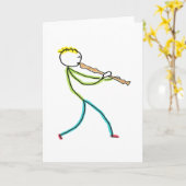 Recorder Playing Stickman Karte (Gelbe Blume)