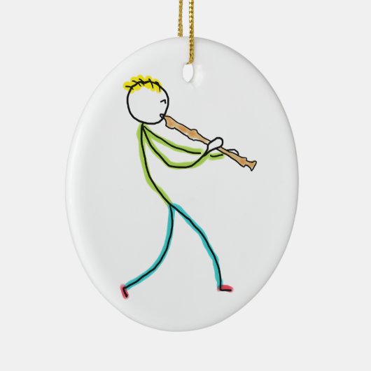 Recorder Playing Stickman Keramik Ornament (Rechts)