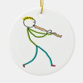 Recorder Playing Stickman Keramik Ornament (Vorne)