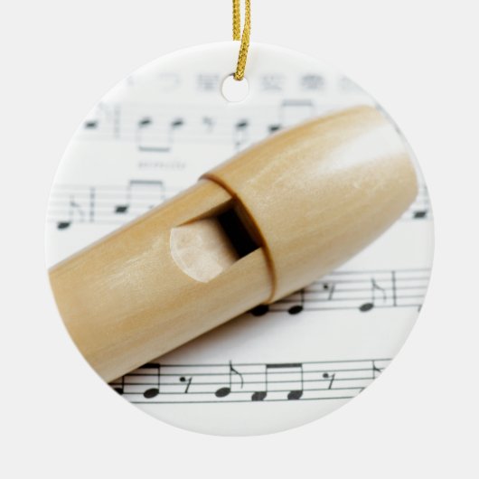 Recorder und Noten Keramik Ornament (Vorne)