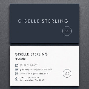 Recruiter Luxury Navy Blue Modernes Elegant Visitenkarte