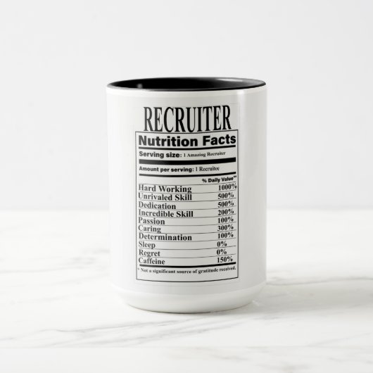 Recruiter Nutrition Fakten Tasse (Zentrum)