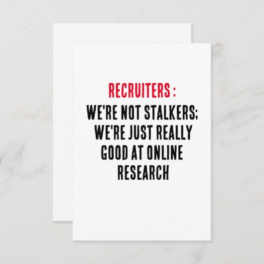 Recruiters: Wir sind keine Spaziergänger; wir sind Dankeskarte (Vorne/Hinten)