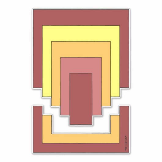 Rectangle Abstrakt Multicolor (70er Style) Aufkleber (Vorderseite)