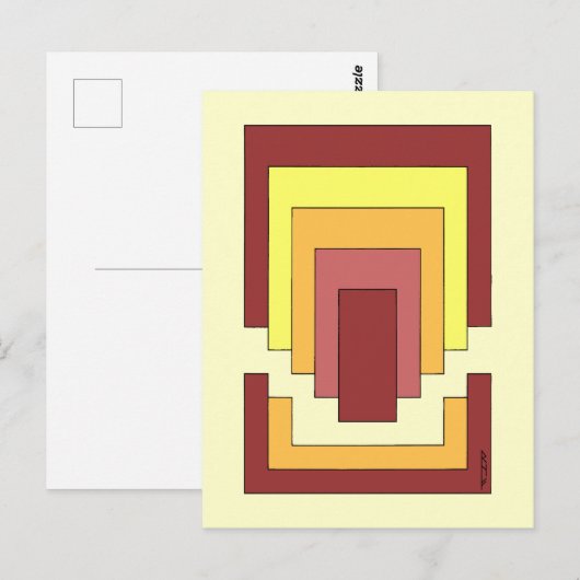 Rectangle Abstrakt Multicolor (70er Style) Postkarte (Vorne/Hinten)