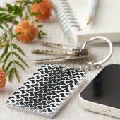Rectangle AkrylSchwarz/Weiß Abstrakter Schlüsselan Schlüsselanhänger (Vorderseite rechts)