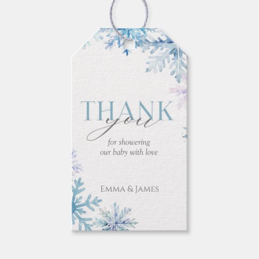 Rectangle Blue Snowflake Weihnachtsgeschenk Tag Geschenkanhänger (Vorderseite)