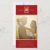 Rectangle Double Happiness Chinese Wedding Foto Dankeskarte (Vorderseite)