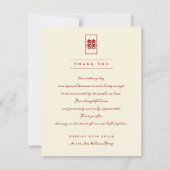 Rectangle Double Happiness Foto Chinese Wedding T Dankeskarte (Vorderseite)