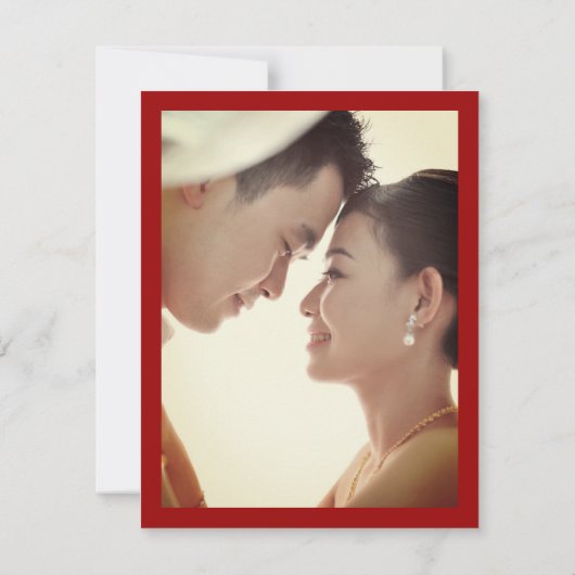 Rectangle Double Happiness Foto Chinese Wedding T Dankeskarte (Rückseite)