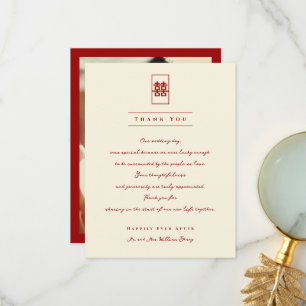 Rectangle Double Happiness Foto Chinese Wedding T Dankeskarte