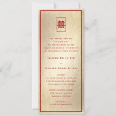 Rectangle Double Happiness Gold Chinese Wedding Einladung (Vorderseite)