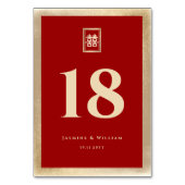 Rectangle Double Happiness Gold Chinese Wedding Tischnummer (Rückseite)