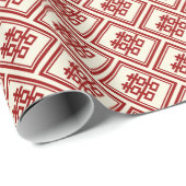 Rectangle Double Happiness Klassische chinesische  Geschenkpapier (Rolleneckpunkt)