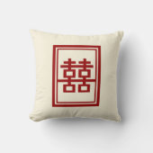 Rectangle Double Happiness Klassische chinesische Kissen (Vorderseite)