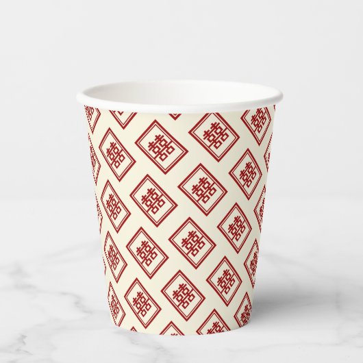 Rectangle Double Happiness Klassische chinesische  Pappbecher (Vorderseite)