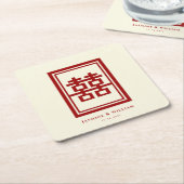 Rectangle Double Happiness Klassische chinesische  Rechteckiger Pappuntersetzer (angewinkelt)