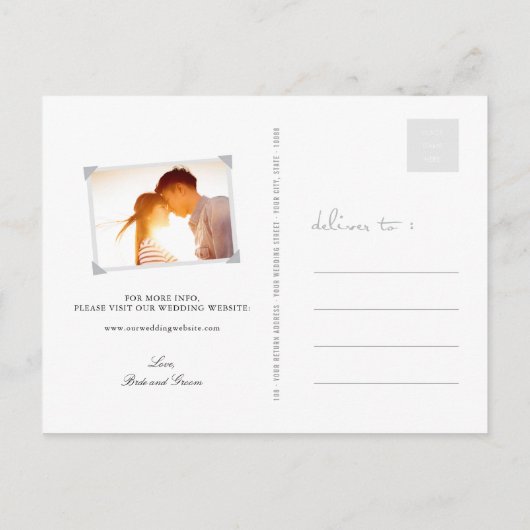 Rectangle Double Happy Chinese Save the Date Ankündigungspostkarte (Rückseite)