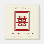Rectangle Double Happy Chinese Save the Date Magnet (Vorne)