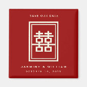 Rectangle Double Happy Chinese Save the Date Magnet (Vorne)