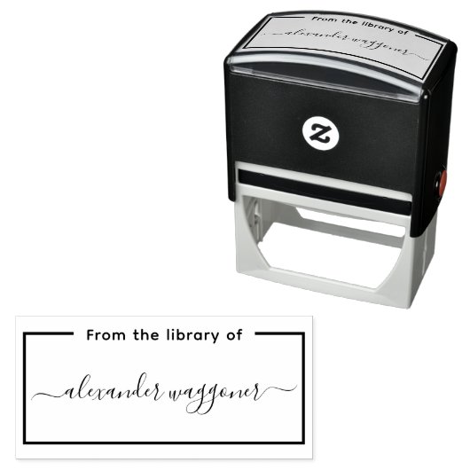 Rectangle Frame “From the library of” Calligraphy Permastempel (Beispiel)
