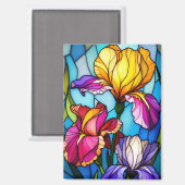 Rectangle Magnet mit verklebter Iris-Blume (Vorderseite/Rückseite)