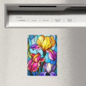Rectangle Magnet mit verklebter Iris-Blume (In Situ (Geschirrspüler))