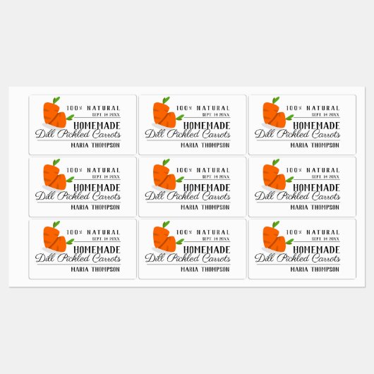 Rectangle Modernes Canning Label gepickte Karotte Etiketten (Blatt)
